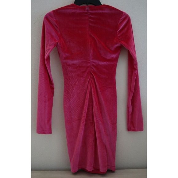 Cosmo Dress the Population Women's Sz S Fuchsia Aidan Twist Plunge Velvet Dress - Picture 2 of 10